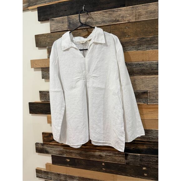 J. Jill linen white top blouse sz XL petite - Picture 1 of 6